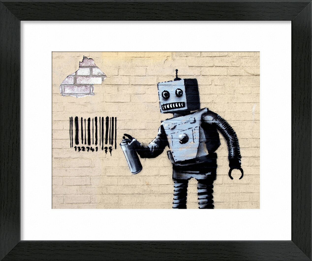 Robot - BANKSY desde Bellas artes, Prodi Art, código de barras, arte callejero, robot, Banksy