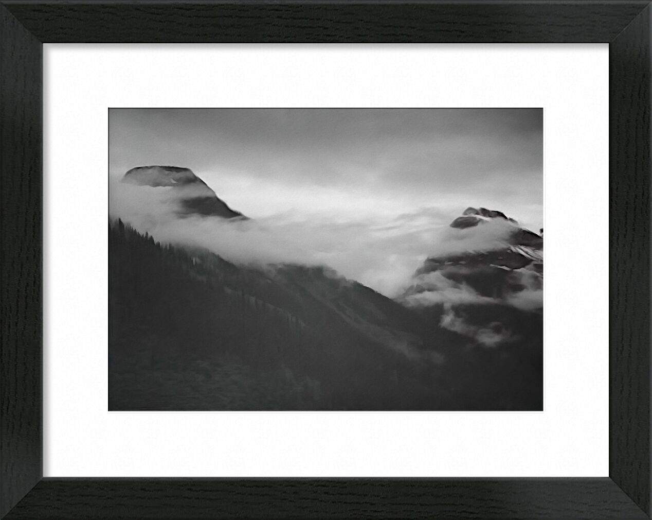 Mountain Partially Covered With Clouds - Ansel Adams von Bildende Kunst, Prodi Art, ANSEL ADAMS, Berge, Schwarz und weiß, Schnee, Winter