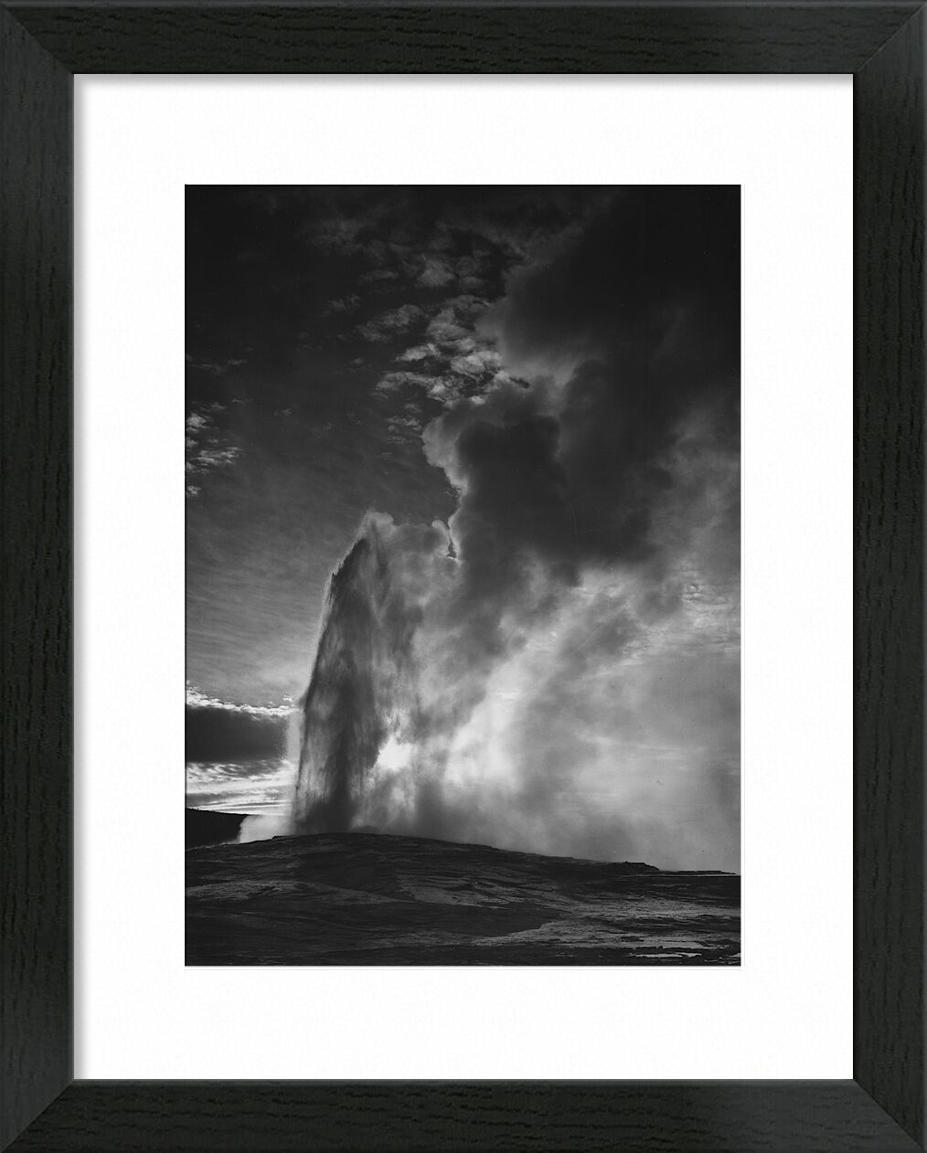 Old Faithful Geyser Yellowstone National Park - Ansel Adams von Bildende Kunst, Prodi Art, ANSEL ADAMS, Geysir, Schwarz und weiß, Yellowstone