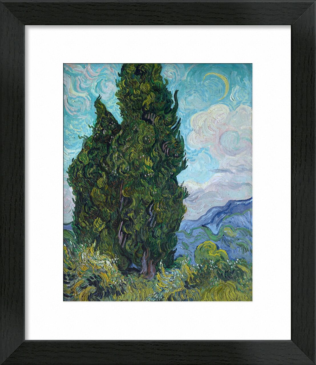 Cypresses - Van Gogh von Bildende Kunst, Prodi Art, Sonne, Himmel, Landschaft, Natur, Zypresse, Van gogh