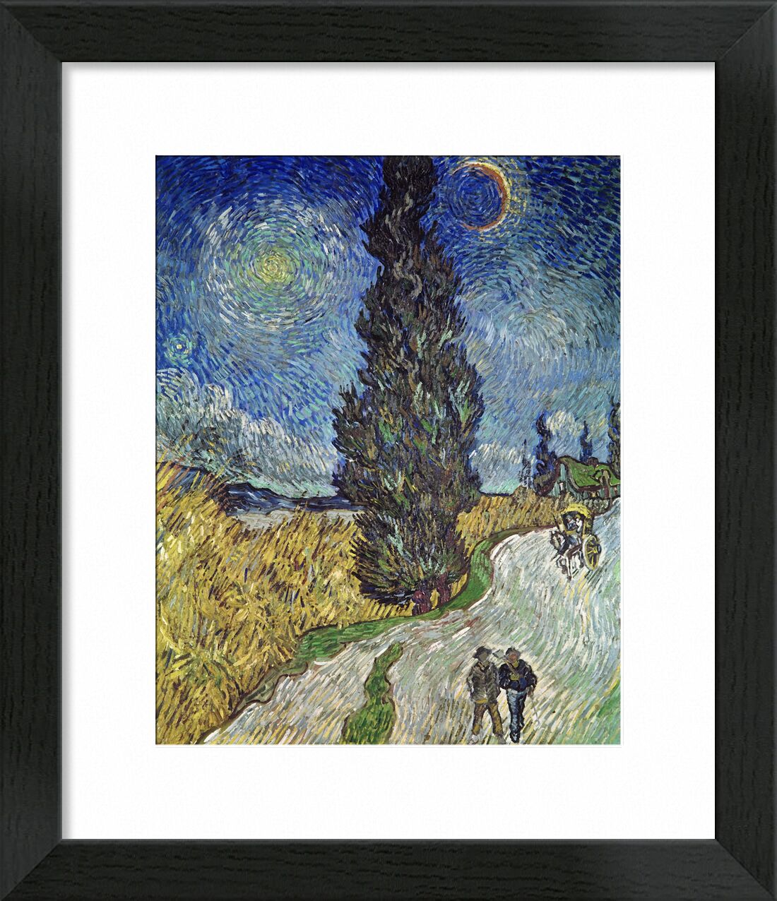 Country Road with Cypress and Star - Van Gogh desde Bellas artes, Prodi Art, cielo, sol, estrella, Pareja, camino, pintura, Van gogh
