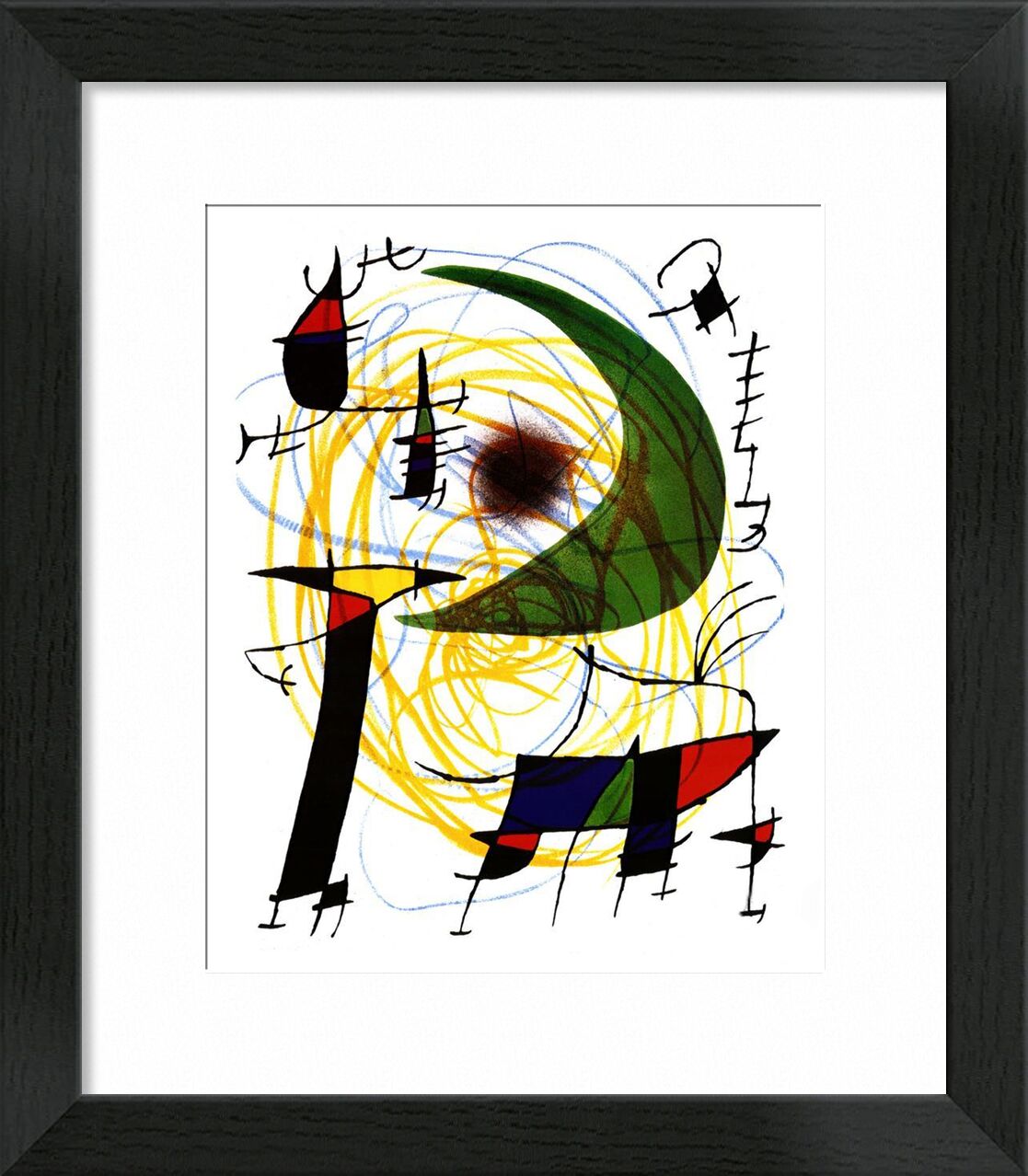 Green Moon - Joan Miró von Bildende Kunst, Prodi Art, Joan Miró, Malerei, abstrakt, Mond, grün, Buntstifte