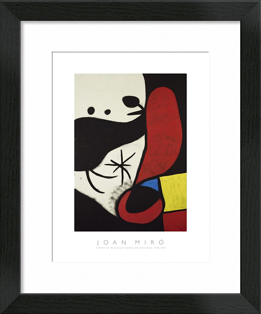 Women and Birds in a Landscape von Bildende Kunst, Prodi Art, Joan Miró, Malerei, abstrakt, Frau, Poster, Farben