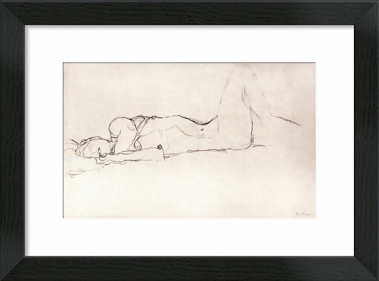 Nude Woman in Bed - KLIMT desde Bellas artes, Prodi Art, KLIMT, dibujo a lápiz, mujer, desnudo, mujer desnuda, bosquejo
