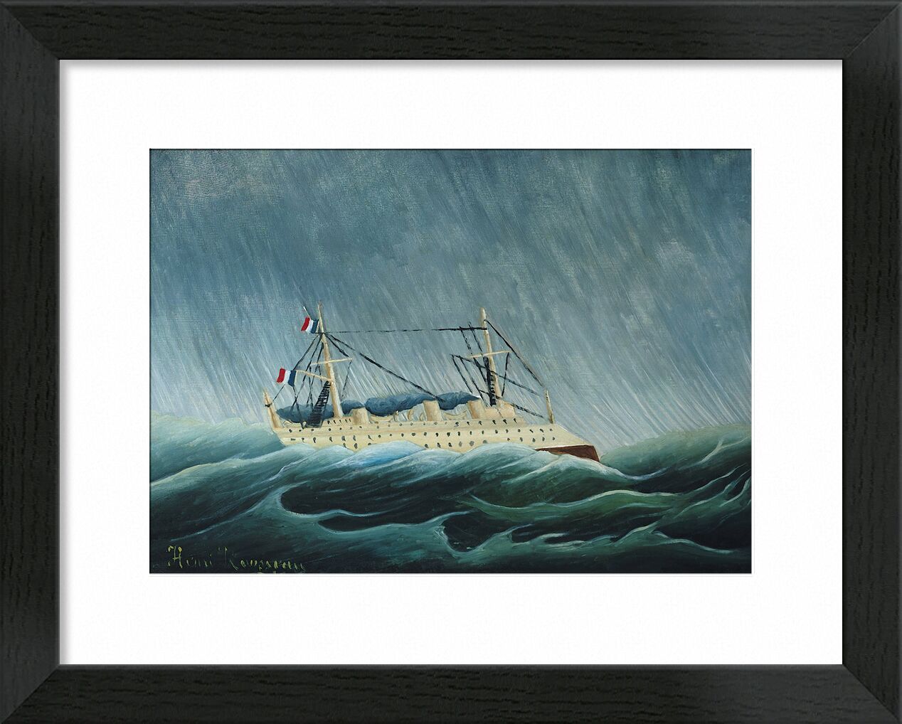 The storm tossed vessel desde Bellas artes, Prodi Art, huracán, lluvia, tormenta, mar, Rousseau, barco, barco