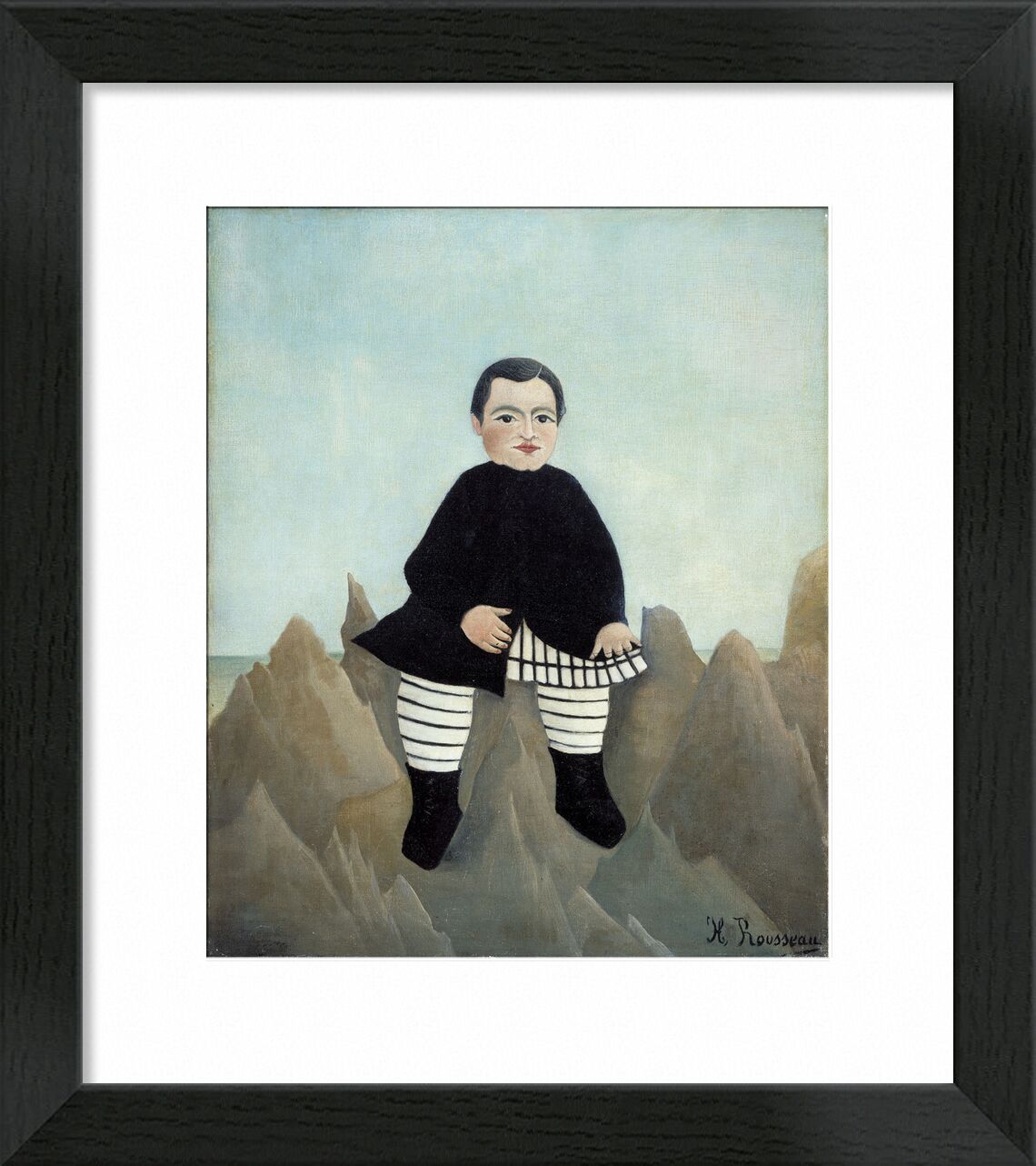 Boy on the Rocks von Bildende Kunst, Prodi Art, Kind, Junge, Rousseau, Rock, Malerei, Porträt
