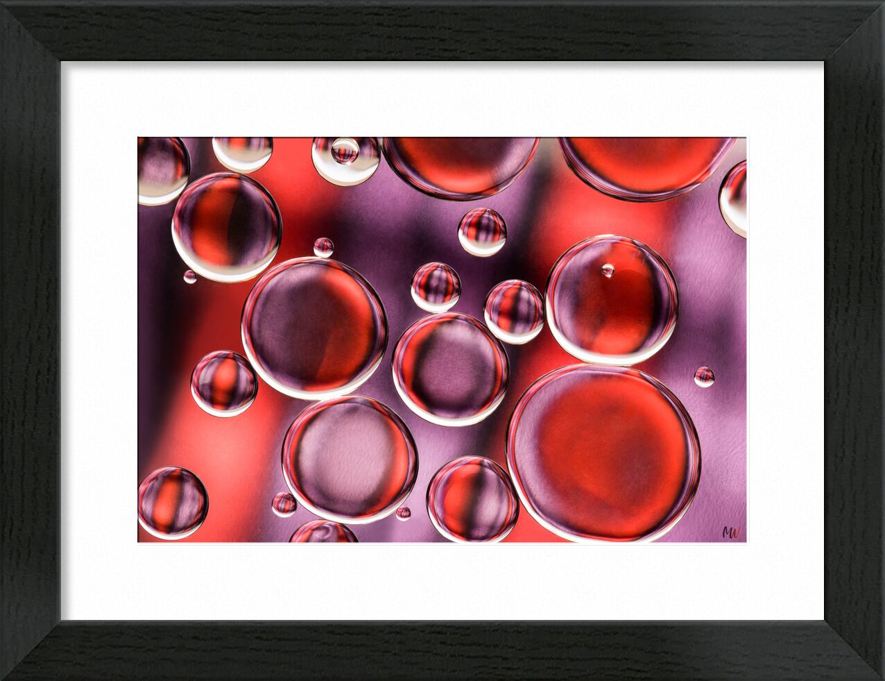 Oily bubbles #9 from Mickaël Weber, Prodi Art, orange, purple, abstract, macro, color, droplets, huile, oil, oily, fun, formes, shapes, water, modern, Bulles, bubbles, drops, goutelettes