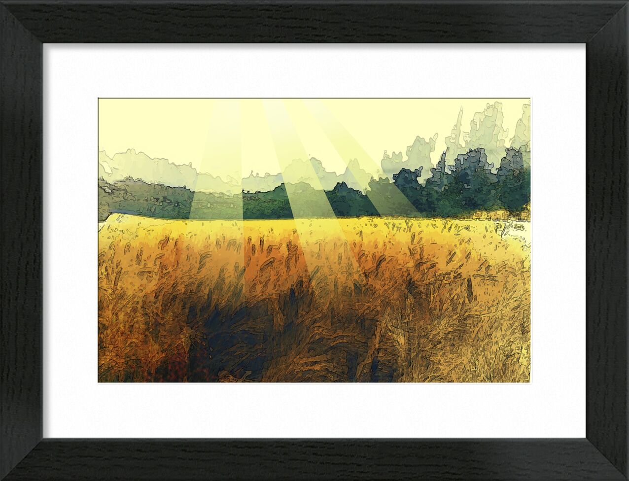 The wheat and its sun from Adam da Silva, Prodi Art, wheat, Sun, painting, trees, harvest