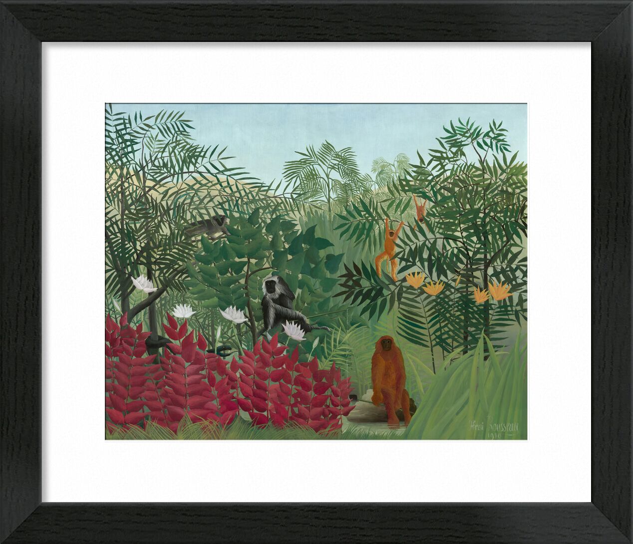 Tropical forest with monkeys von Bildende Kunst, Prodi Art, Natur, Rousseau, Wald, Dschungel, Schlange, Bäume, Affen