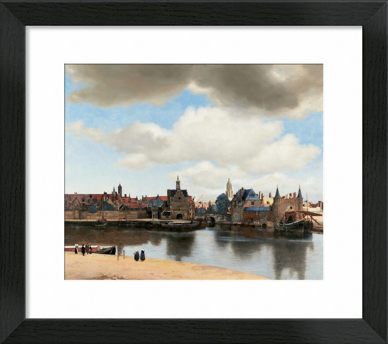Ansicht von Delft - Vermeer von Bildende Kunst, Prodi Art, Johannes Vermeer, Vermeer, Delft, Wolken, Himmel, Hollande, Boot, Hafen, Stadt