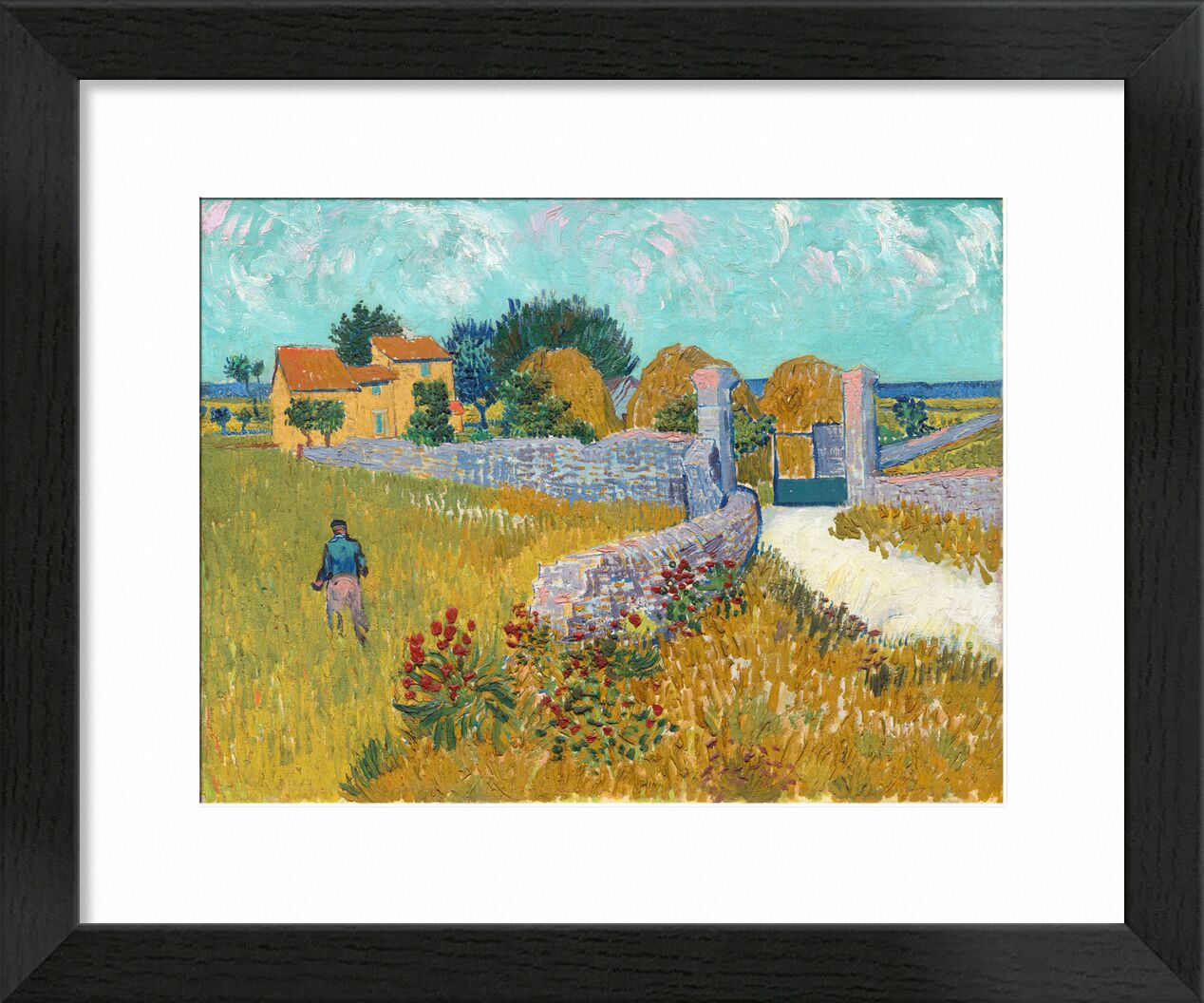 Bauernhof in der Provence - Vincent van Gogh von Bildende Kunst, Prodi Art, Himmel, Haus, Natur, provence, Landschaft, Bauernhof, VINCENT VAN GOGH, Van gogh