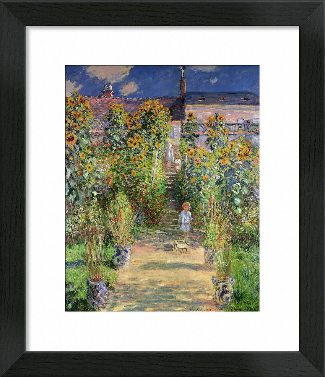 Der Garten des Künstlers in Vétheuil - Claude Monet von Bildende Kunst, Prodi Art, Haus, Bauernhof, monet, CLAUDE MONET, Garten, Kind, Sonnenblume, Natur