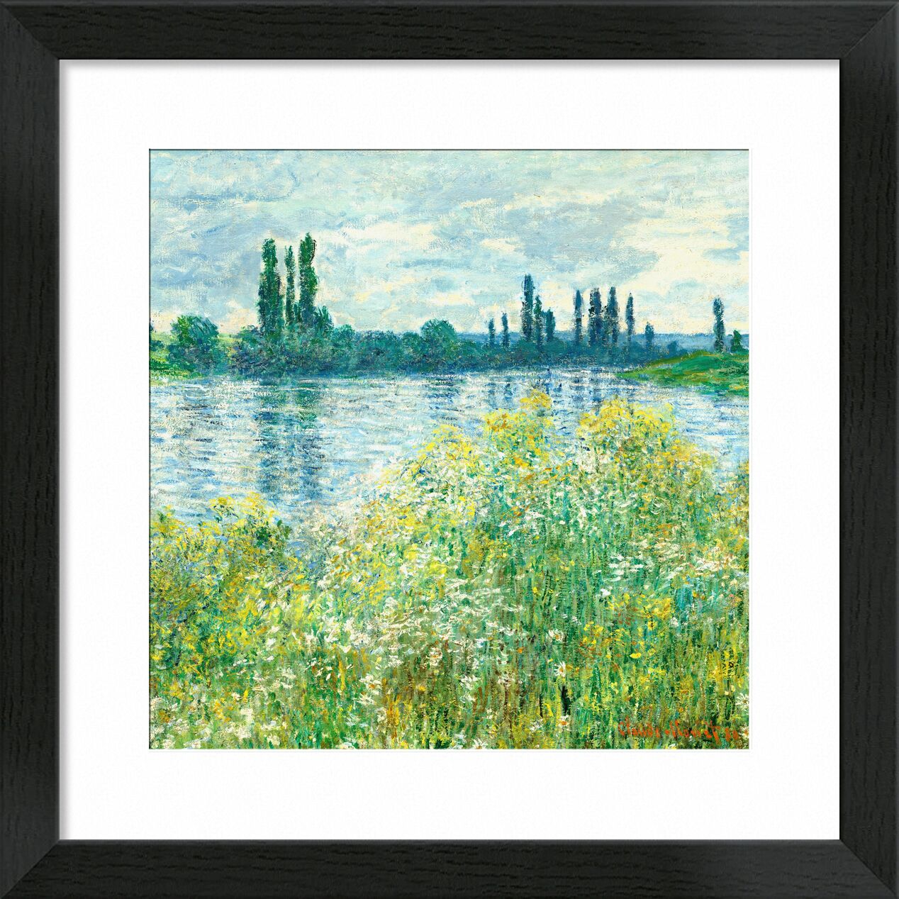 Die Ufer der Seine, Vetheuil - Square - Claude Monet von Bildende Kunst, Prodi Art, die Seine, monet, CLAUDE MONET, Landschaft, Natur, Fluss, Blumen, Teich, See