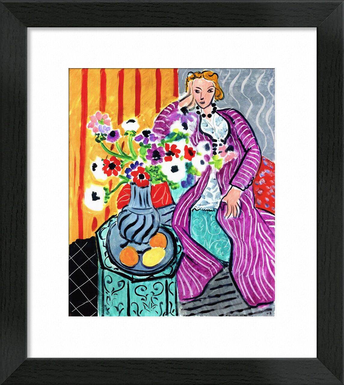Violettes Gewand und Anemonen - Matisse von Bildende Kunst, Prodi Art, Anemonen, Kleid, Blumen, Zeichnung, Frau, Henri Matisse, Matisse