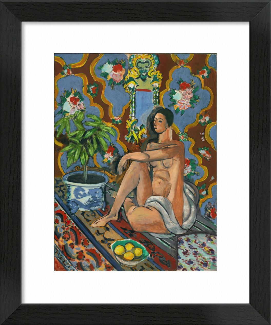 Dekorative Figur auf ornamentalem Hintergrund - Matisse von Bildende Kunst, Prodi Art, Frau, Henri Matisse, Matisse, Blumen, Asien, nackt