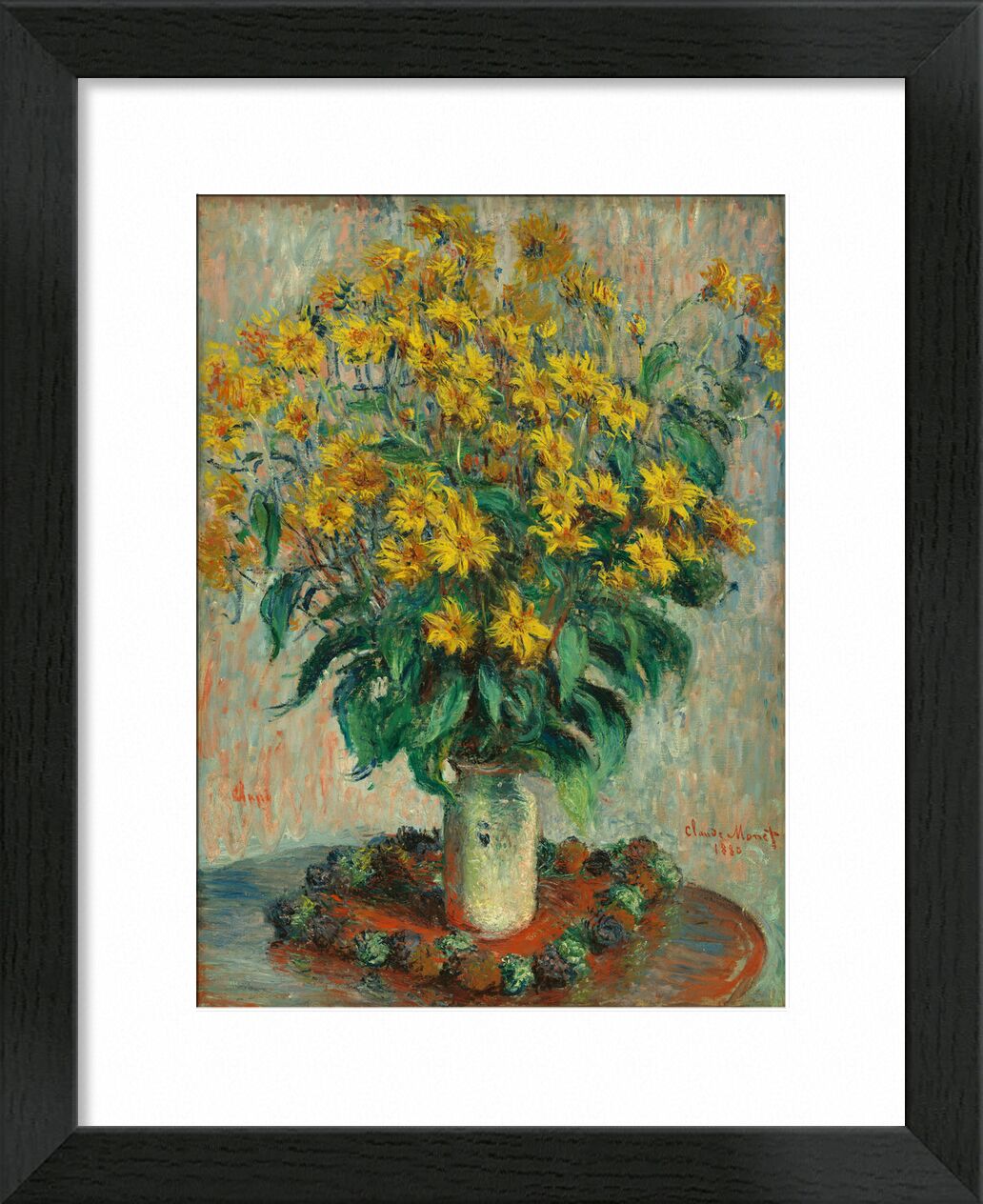 Topinambur-Blüten - Claude Monet von Bildende Kunst, Prodi Art, gelb, Vase, monet, CLAUDE MONET, Blumen, Malerei