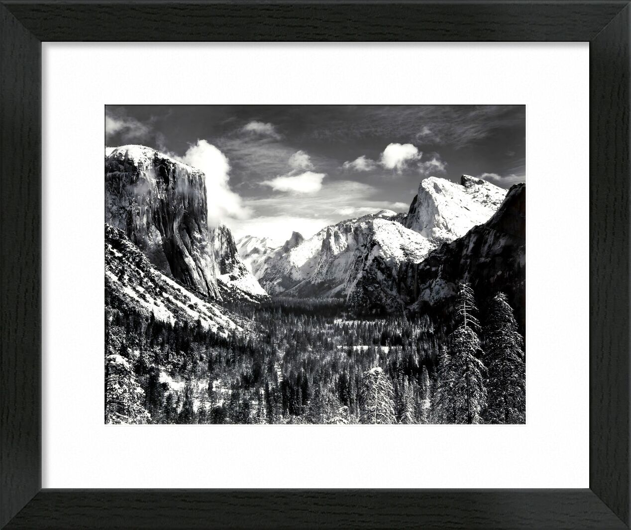 Yosemite Valley vom Inspiration Point, Winter - Ansel Adams von Bildende Kunst, Prodi Art, Winter, Landschaft, Wolken, Tal, Berge, adams, ANSEL ADAMS