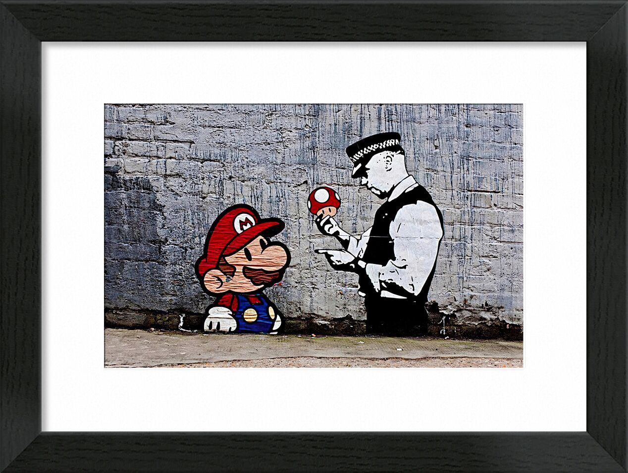 Mario and Cop - Banksy von Bildende Kunst, Prodi Art, banksy, Polizei, Polizist, champignon, Straße, Straßenfoto, Mario