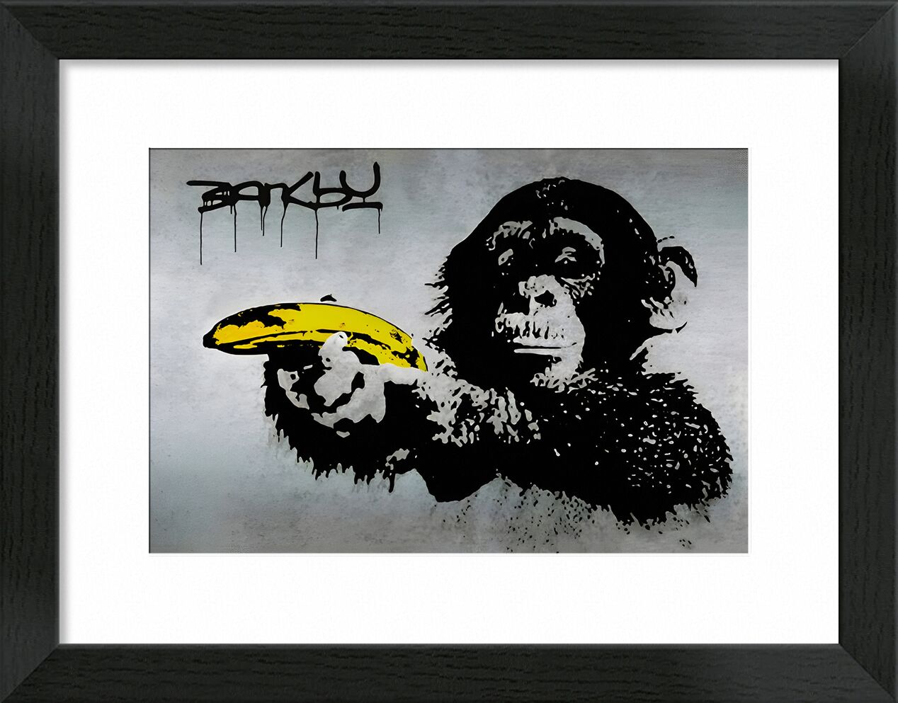 Monkey with Banana - Banksy von Bildende Kunst, Prodi Art, banksy, Affe, Graffiti, Bananen, Mauer