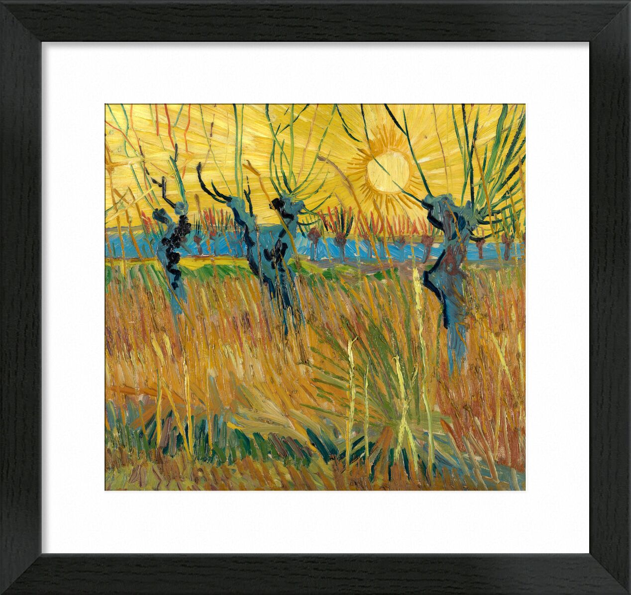 Pollard Willows at Sunset - Van Gogh von Bildende Kunst, Prodi Art, Van gogh, VINCENT VAN GOGH, Sonne, untergehende Sonne, Sonnenuntergang, Malerei, Rebe