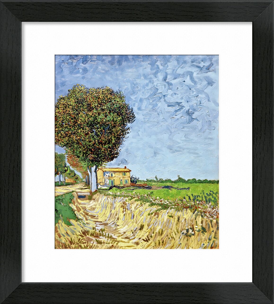 Weg in der Nähe von Arles - Van Gogh von Bildende Kunst, Prodi Art, Van gogh, VINCENT VAN GOGH, Arles, Frankreich, Weg, Haus, Natur, Himmel, Malerei