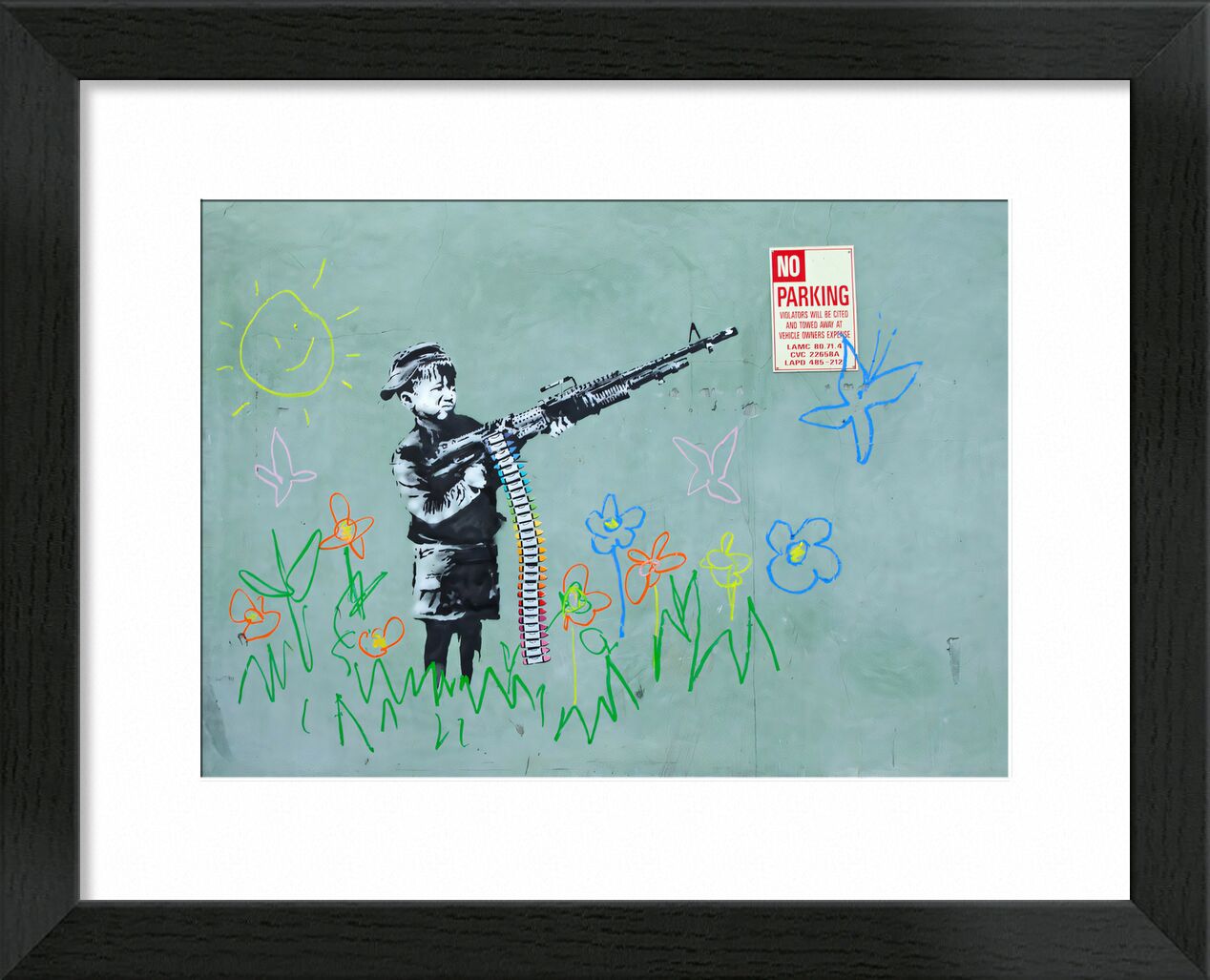 Crayon Boy - Banksy von Bildende Kunst, Prodi Art, banksy, Krieg, Junge, bewaffnet, Frieden, Gewalt, Pistole
