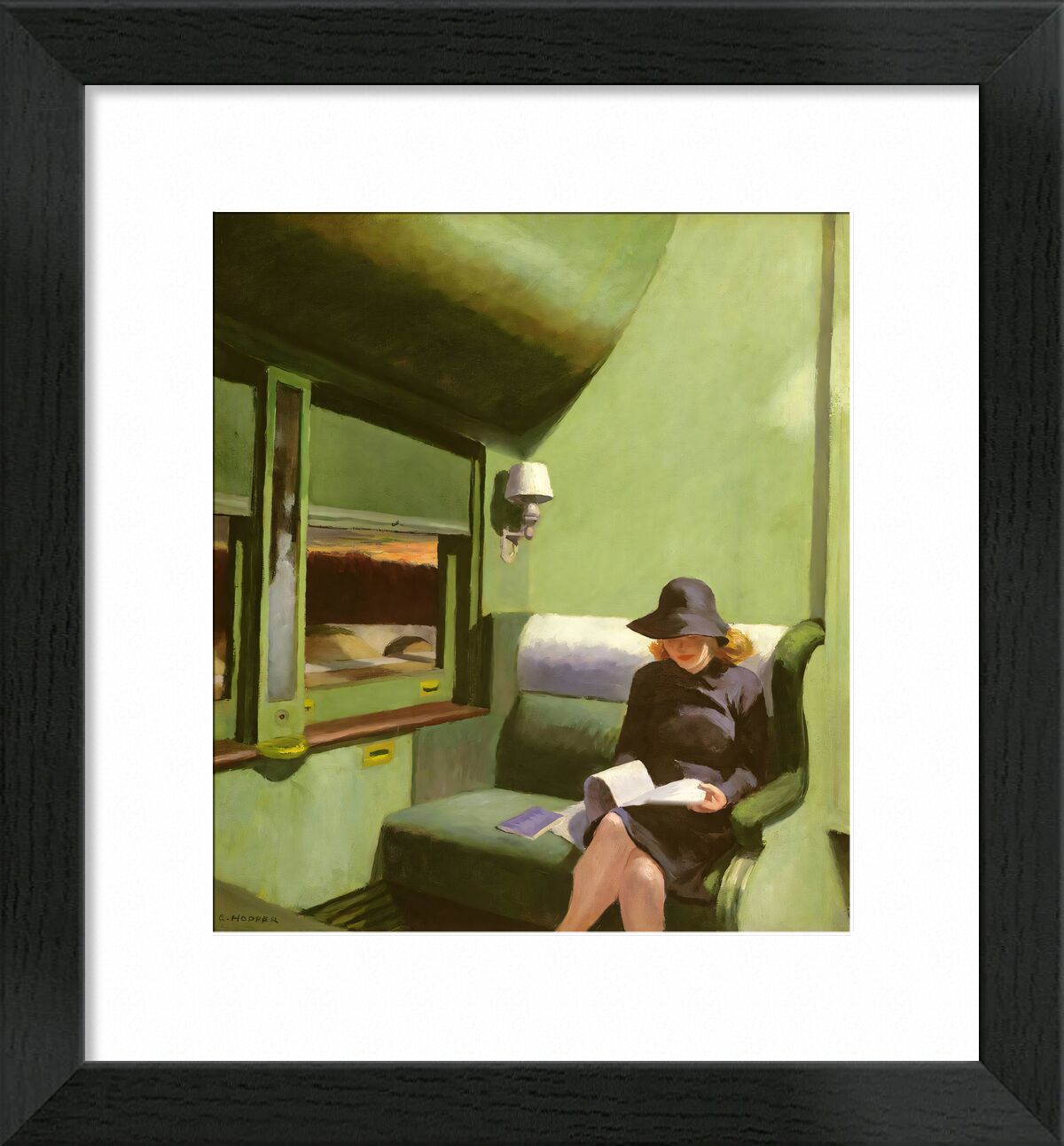 Compartment C, Car 293 - Edward Hopper von Bildende Kunst, Prodi Art, Trichter, Edward Hopper, Frau, Zug, lesen, Buch, lesen