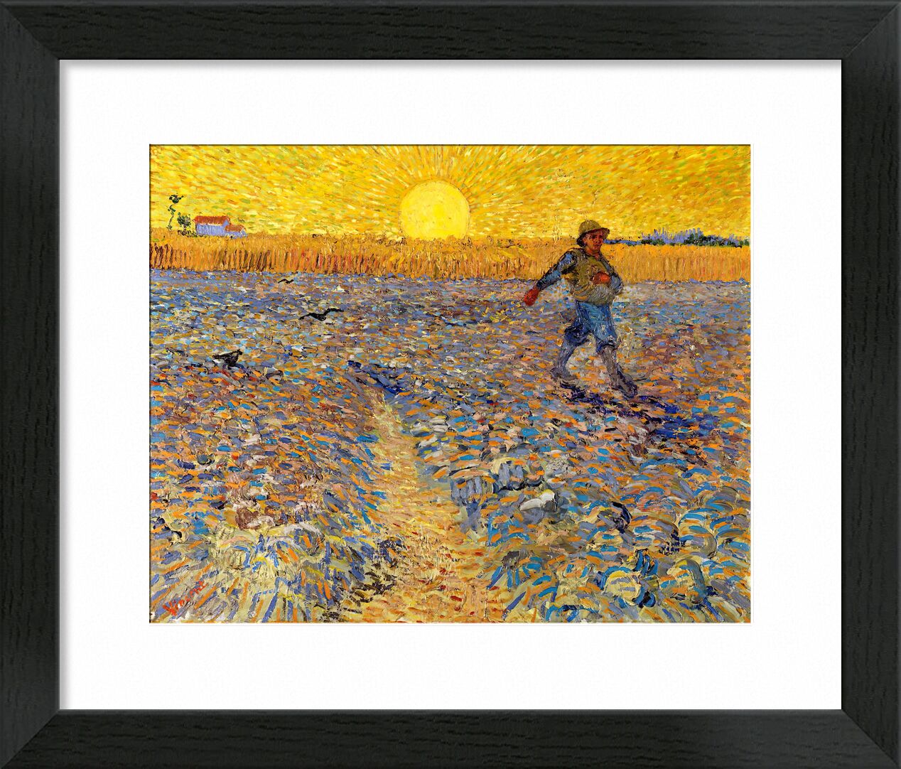 Sower at Sunset - VINCENT VAN GOGH 1888 desde Bellas artes, Prodi Art, paisaje, campos de trigo, sol, pintura, campos, VINCENT VAN GOGH, campesino, agricultor, sembrar