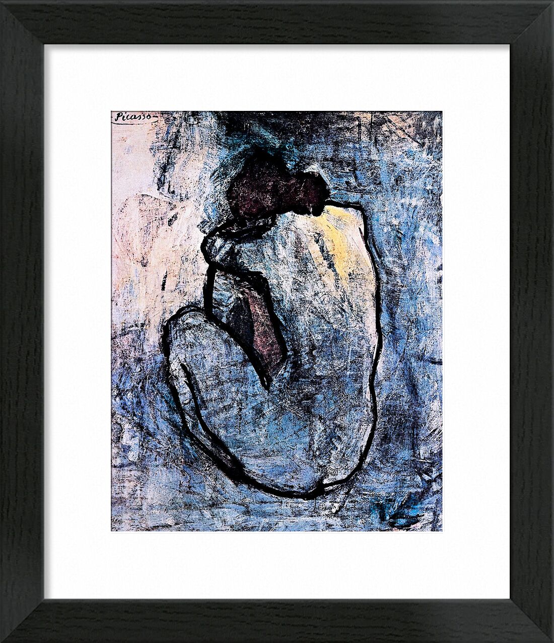 Blue nude - PABLO PICASSO von Bildende Kunst, Prodi Art, PABLO PICASSO, Porträt, Frau, Malerei, blau, nackt