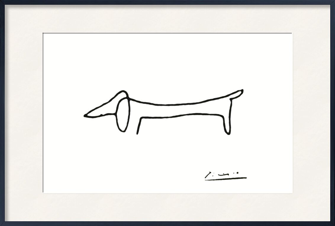 Le chien - PABLO PICASSO de AUX BEAUX-ARTS, Prodi Art, dessin, dessin au crayon, ligne, noir et blanc, PABLO PICASSO, chien, une ligne