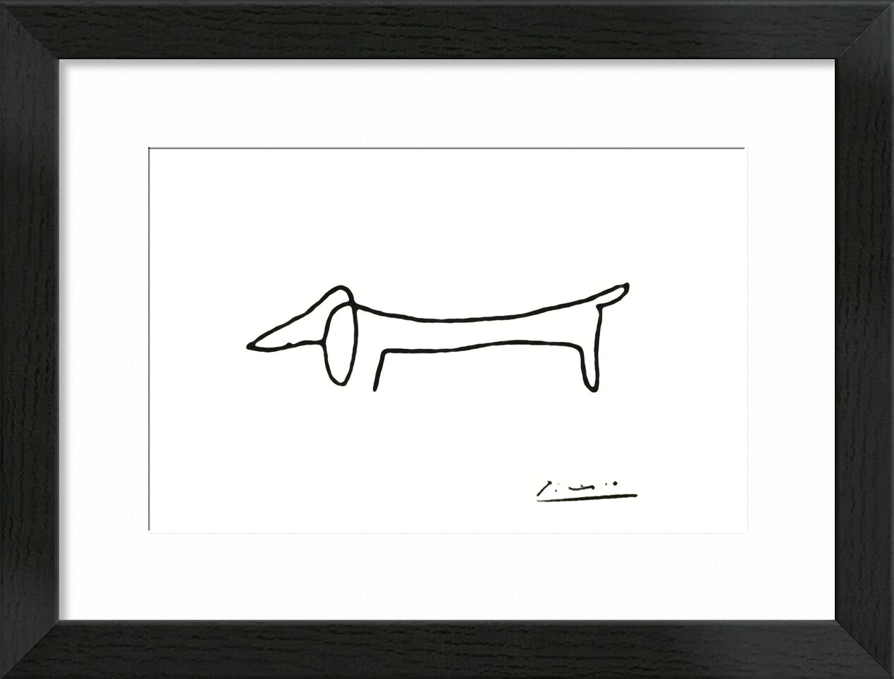 The dog - PABLO PICASSO von Bildende Kunst, Prodi Art, Zeichnung, Bleistiftzeichnung, Linie, Schwarz und weiß, PABLO PICASSO, Hund, eine Linie