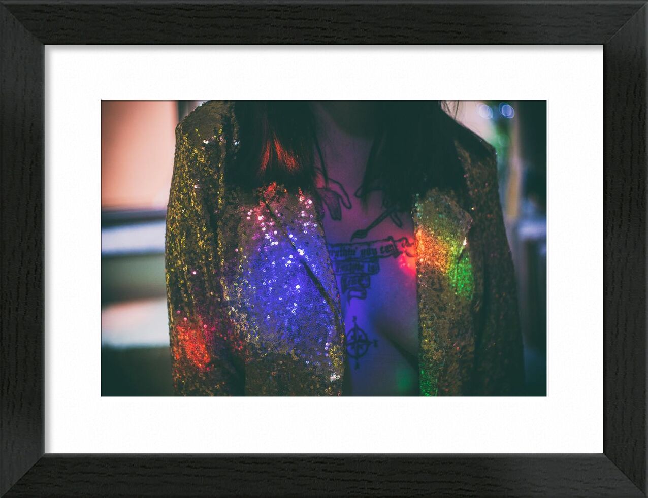 Shiny from Aliss ART, Prodi Art, tattoo, jacket, woman, sparkling, rainbow, celebration, light, glitter, glisten, festival, fashion, design, dark, color, bright, art, abstract