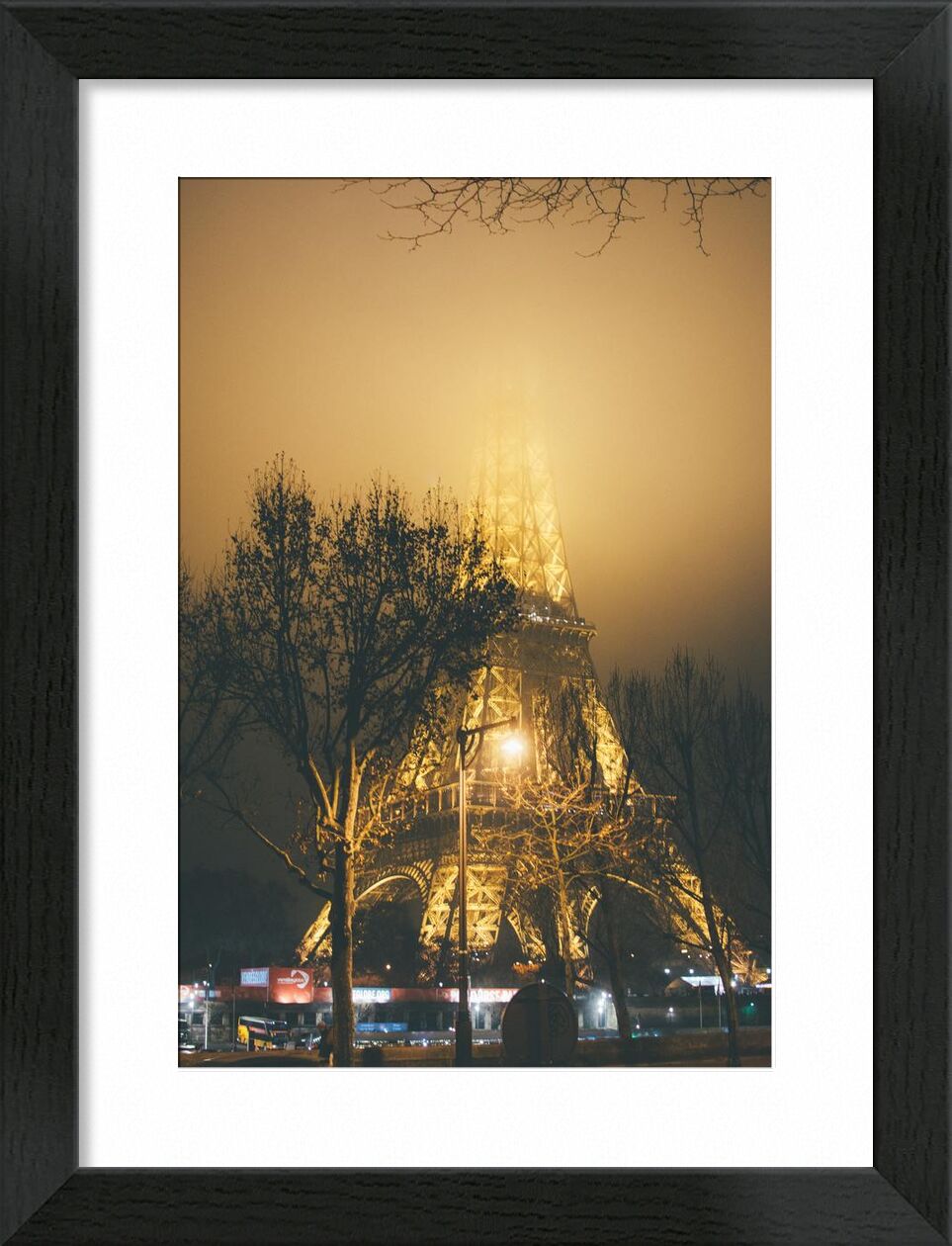 The masked iron lady from Aliss ART, Prodi Art, tree branches, street lamps, steel structure, 4k wallpaper, trees, tower, Paris, outdoors, night, lights, illuminated, HD wallpaper, France, foggy, fog, evening, Eiffel Tower, city