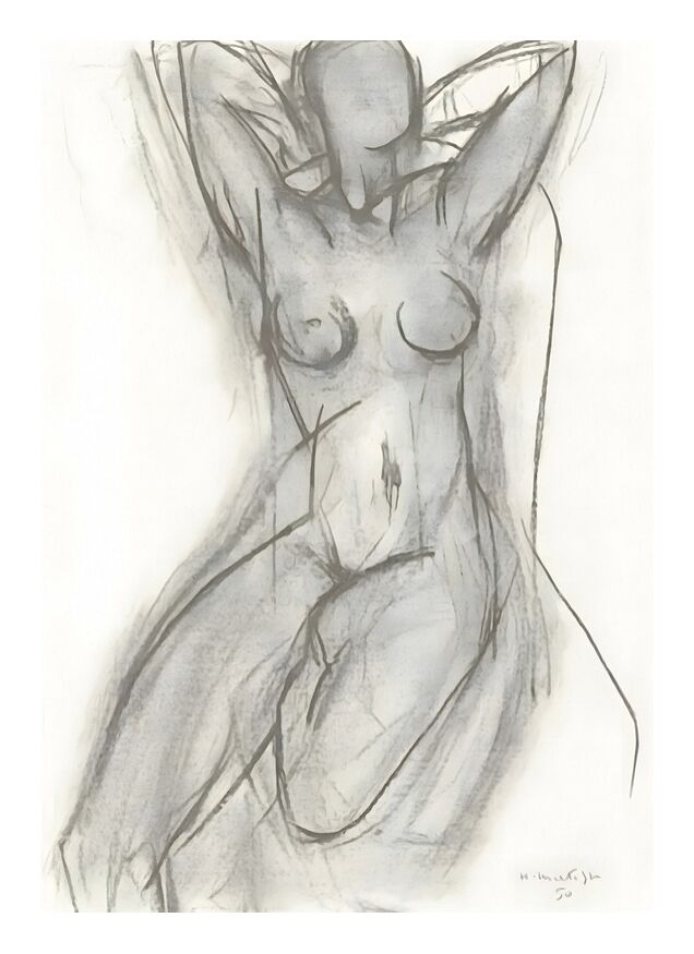 Nu dans Un Fauteuil, 1950 - Henri Matisse de AUX BEAUX-ARTS, Prodi Art, noir et blanc, crayon, dessin, Matisse