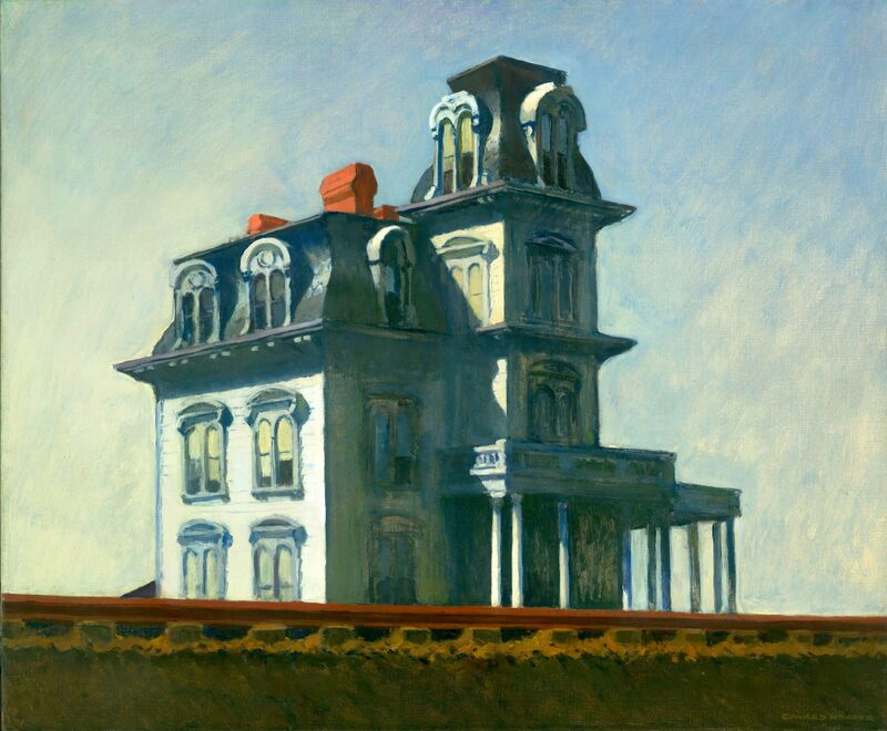 House by The Railroad from Fine Art, Prodi Art, House, painting, sky, blue, railway, Edward Hopper