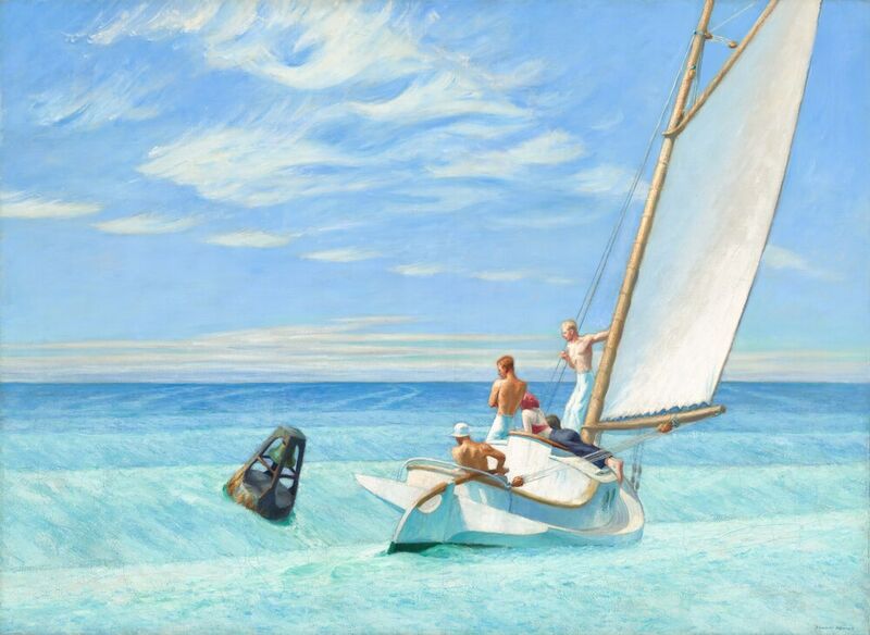 Ground Swell from Fine Art, Prodi Art, sailors, boat, sea, beach, summer, Sun, Edward Hopper, sail