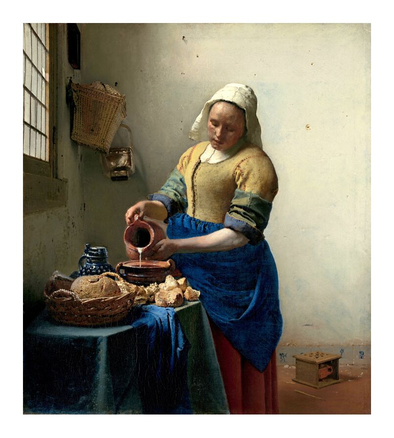 La Laitière - Johannes Vermeer de AUX BEAUX-ARTS, Prodi Art, Johannes Vermeer, cuisine, nourriture, laitière, lait, cuisiner, la douleur