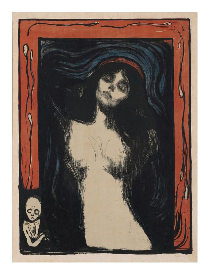 Madonna II - Edvard Munch de Beaux-arts, Prodi Art, Edvard Munch, nu, femme, dessin, grossesse