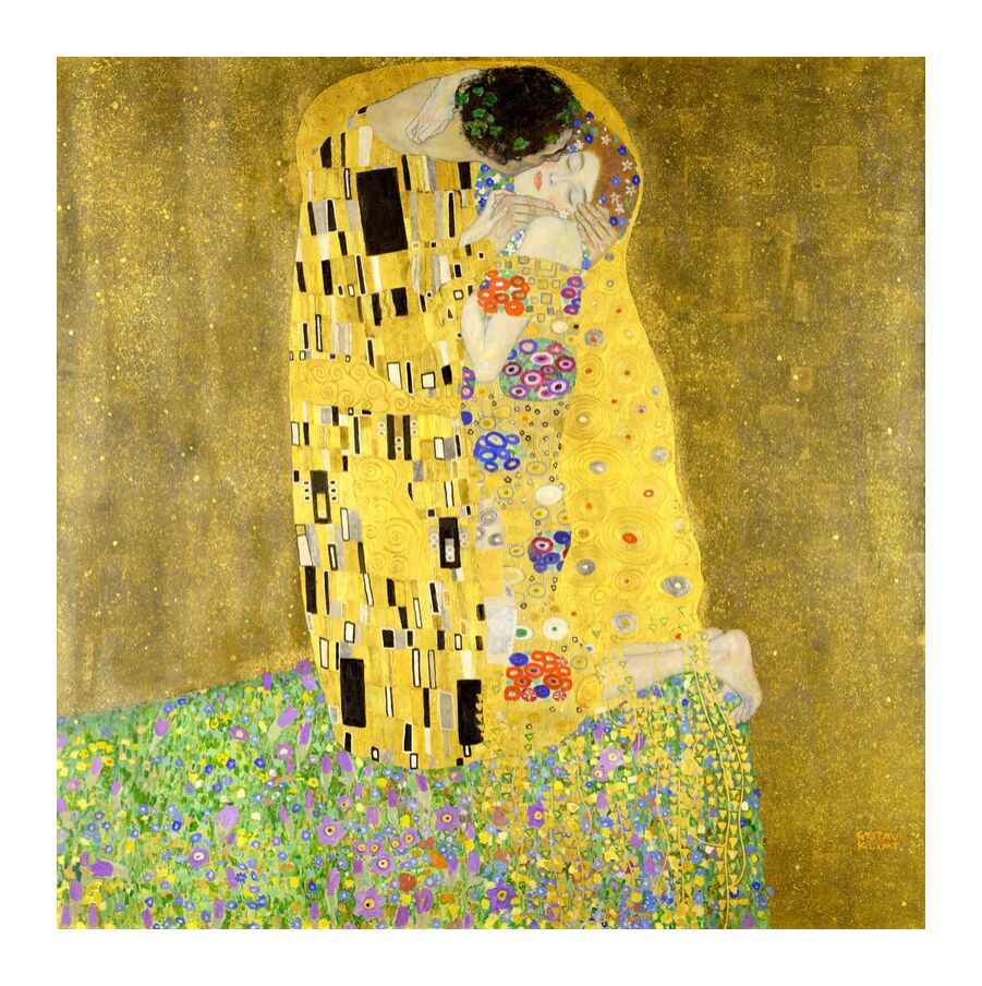 The Kiss - Gustav Klimt from Fine Art, Prodi Art, KLIMT, Art Nouveau, kiss, man, woman, couple, love, dress, painting