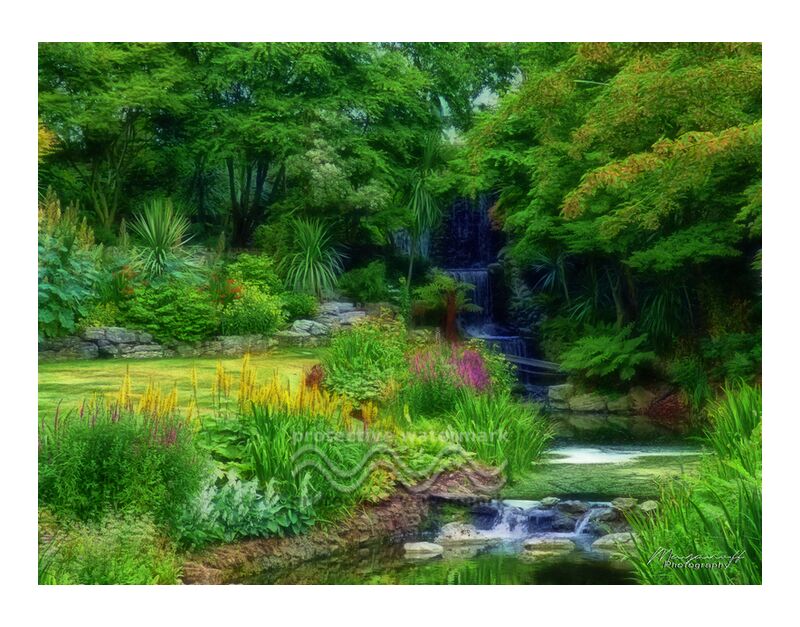 Garden of Eden from Mayanoff Photography, Prodi Art, painting, fractalius, garden, park, nature, green, cascade, flowers, creek, painting, garden, park, green, waterfall, flowers, stream
