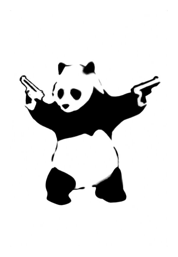 Pandamonium - BANKSY de AUX BEAUX-ARTS, Prodi Art, rébellion, arme, Panda, art de rue, Banksy