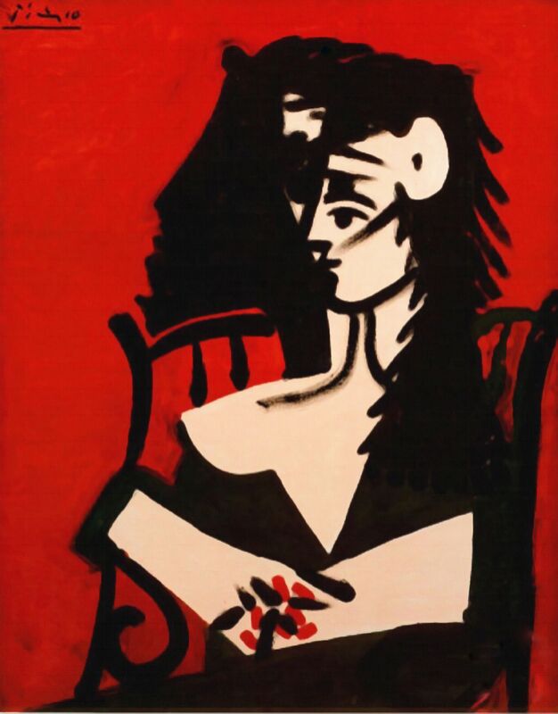 Jacqueline à Mantille Sur Fond Rouge - Picasso de AUX BEAUX-ARTS Decor Image