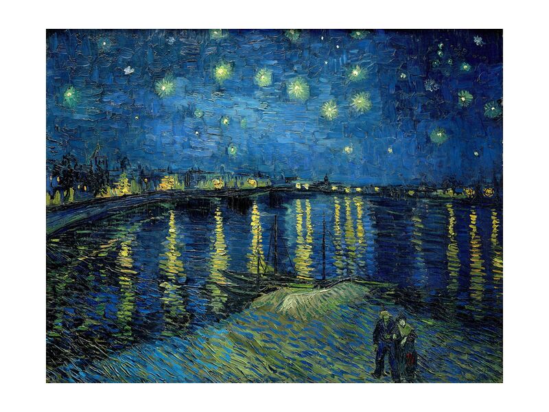 La Nuit Étoilée au Dessus du Rhône- Van Gogh de AUX BEAUX-ARTS, Prodi Art, Van gogh, nuit, Port, ville, étoiles, lumières, couple, eau