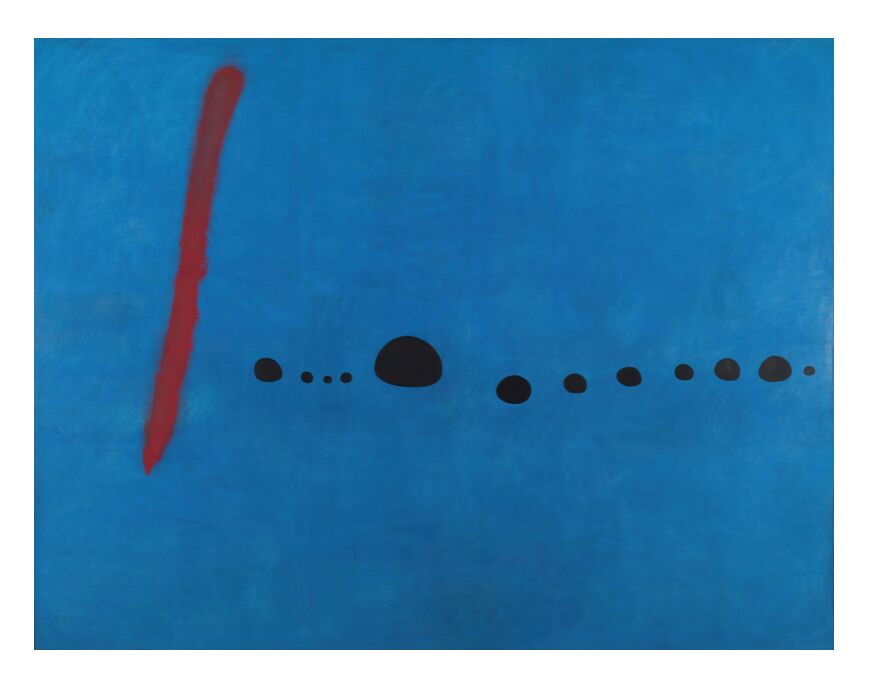Blue II - Joan Miró from Fine Art, Prodi Art, Joan Miró, blue, drawing, abstract, infinite, red, traits, points, painting