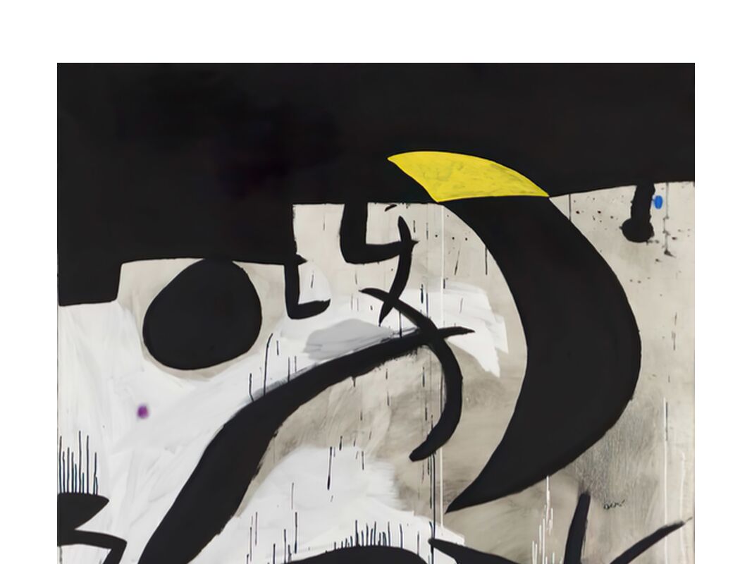 Femme et Oiseaux Dans la Nuit, 1969 - 1974 - Joan Miró de Beaux-arts, Prodi Art, abstrait, peinture, Joan Miró, étoile, oiseau, femme, affiche