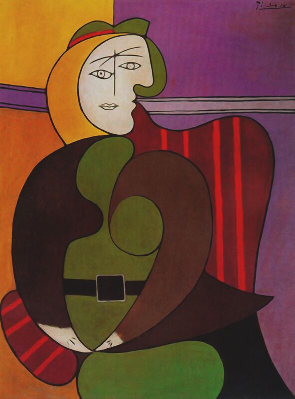 Seated Woman in a Red Armchair von Bildende Kunst Decor Image