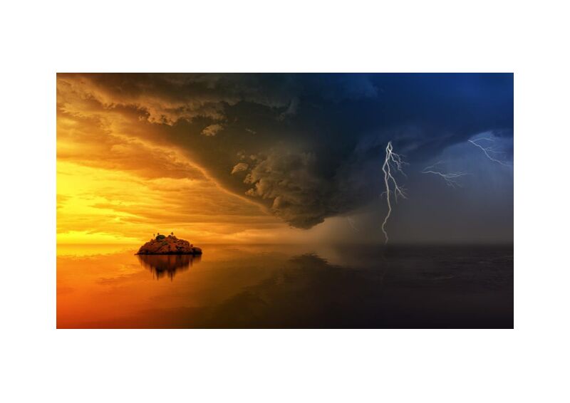 Storm from Aliss ART, Prodi Art, weather, water, thunderstorm, sunset, storm, sea, reflection, ocean, lightning, island, HD wallpaper, dusk, dramatic, dawn, clouds