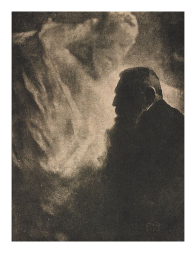 Portrait de Rodin. Photogravure dans Camera Work - Edward Steichen 1902 de AUX BEAUX-ARTS, Prodi Art, veille photo, auguste robin, Edward Steichen, noir et blanc, portrait, Robin