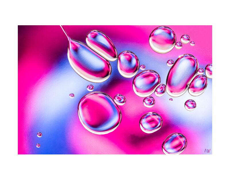 Oily bubbles #2 from Mickaël Weber, Prodi Art, goutelettes, droplets, drops, bubbles, Bulles, color, blue, pink, abstract, macro, huile, oil, oily, fun, formes, shapes, water, modern, abstracr