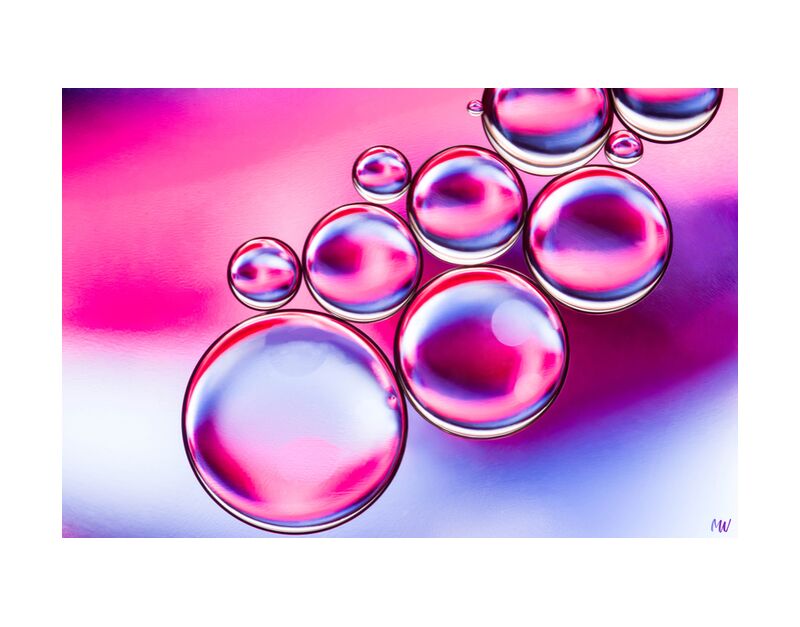 Oily bubbles #5 from Mickaël Weber, Prodi Art, droplets, goutelettes, drops, bubbles, Bulles, modern, modern, water, water, shapes, formes, fun, oily, oil, huile, color, macro, abstract, pink, purple